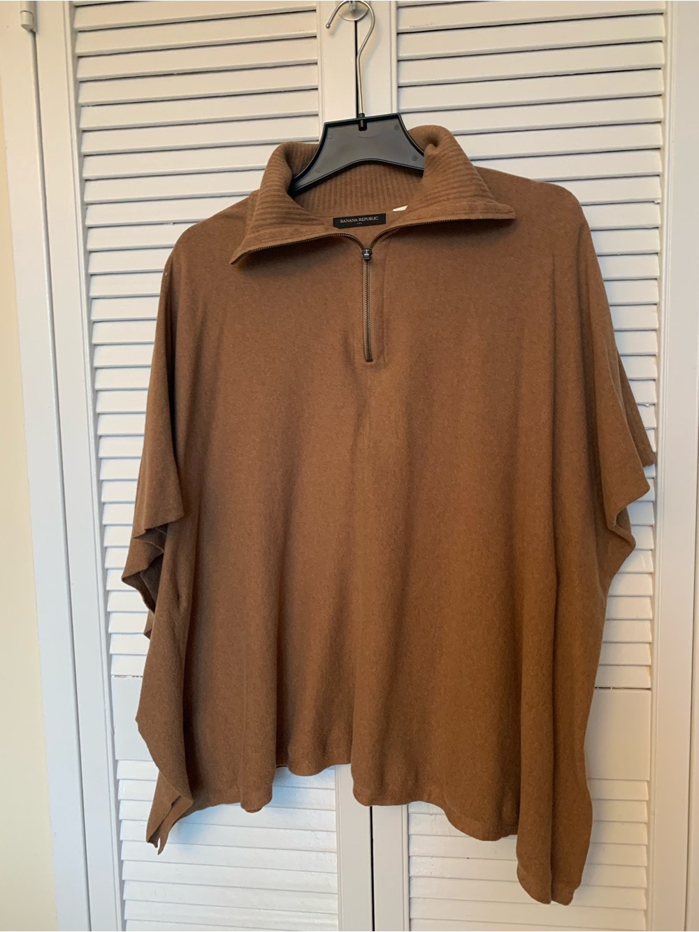 Banana Republic Chestnut Brown Zip-Front Poncho Sweater